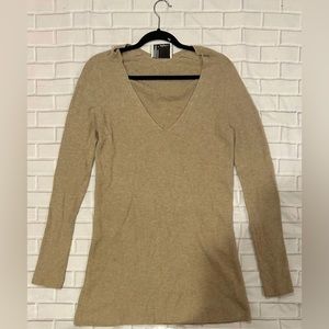 Phillip lim sz m beige v-neck long sleeve pullover knot sweater